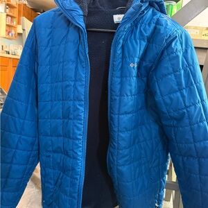 Columbia Bright Blue Quilted Hooded Kids Puffer Jacket